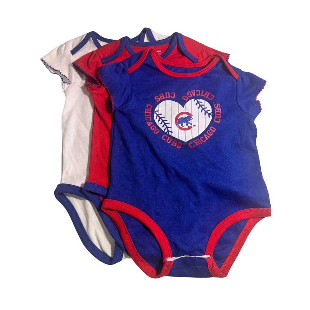 Chicago Cubs Baby Bodysuit 3 Piece Set Infant 18M MLB Merchandise Red Blue White